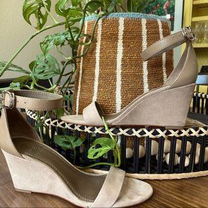 TORY BURCH Suede Thames wedge sandals 6.5